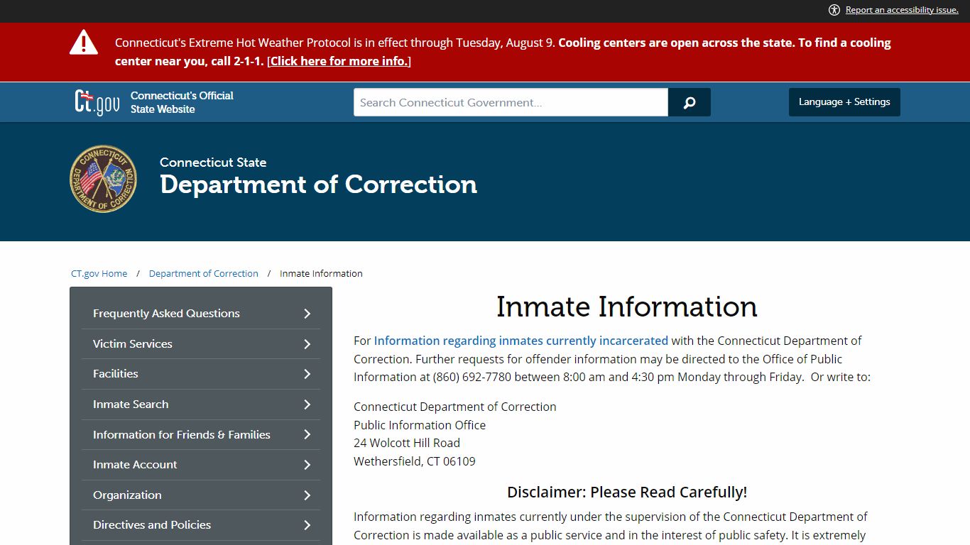 Inmate Information - Connecticut